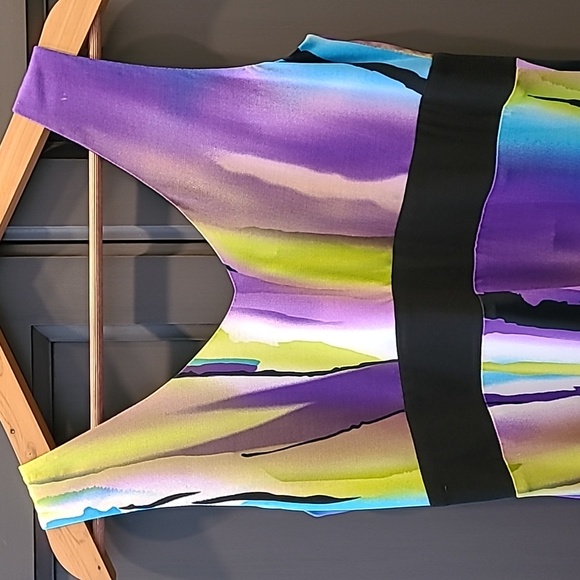 Never worn multicolored Frank Lyman size 10 water colour look sleeveless dress - Picture 5 of 9